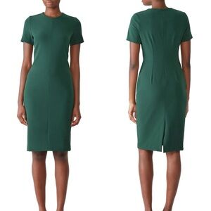 Of Mercer Emerald Green Dupont Sheath Dress Short sleeve